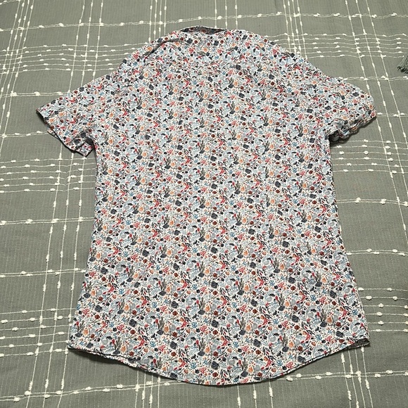 ZARA Slim Fit Nautical Seashell Shirt Mens M Colorful Short Sleeve Cotton - Picture 9 of 9